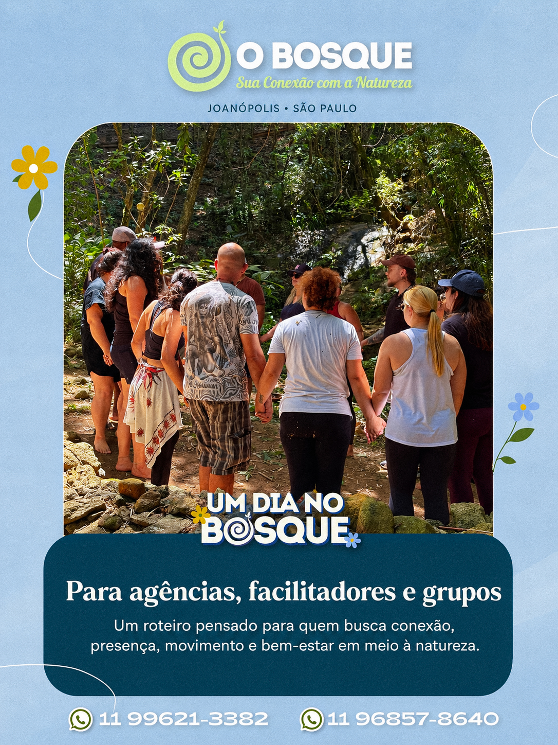 Flyer Um Dia no O Bosque · para agências, facilitadores e grupos