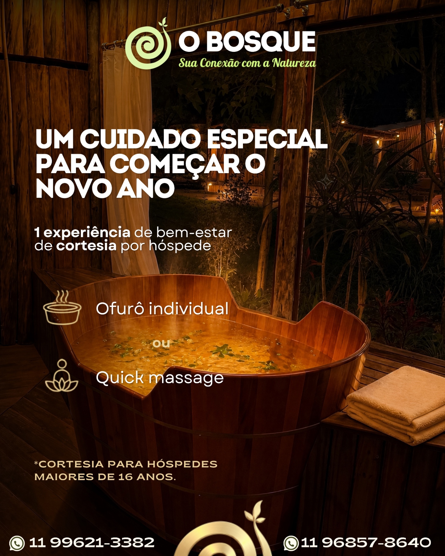 Cortesia de bem-estar por hóspede · ofurô individual ou quick massage