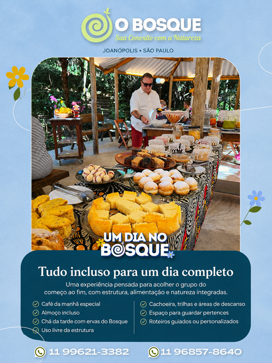 Flyer Um Dia no O Bosque · tudo incluso para um dia completo